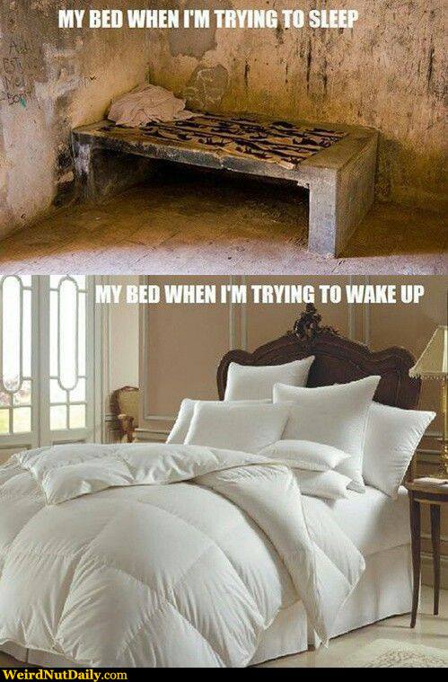 View joke - This is how my bed feels when I'm trying to sleep. And that is how it is when I have to wake up.