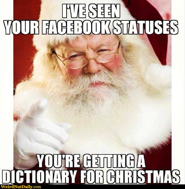 View joke - Santa has seen your facebook statuses. You're getting a dictionary for Christmas.