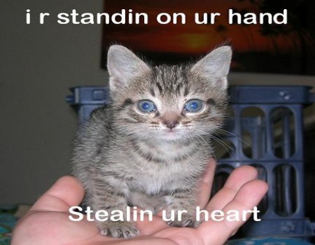 View joke - I am standing on your hand. Stealing your heart.