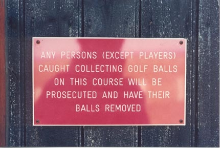 View joke - Any persons (except players) caught collecting golf balls on this course will be prosecuted and have their balls removed. Make sure you read that sign carefully.