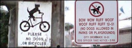 View joke - Please no dogs or bicycles 